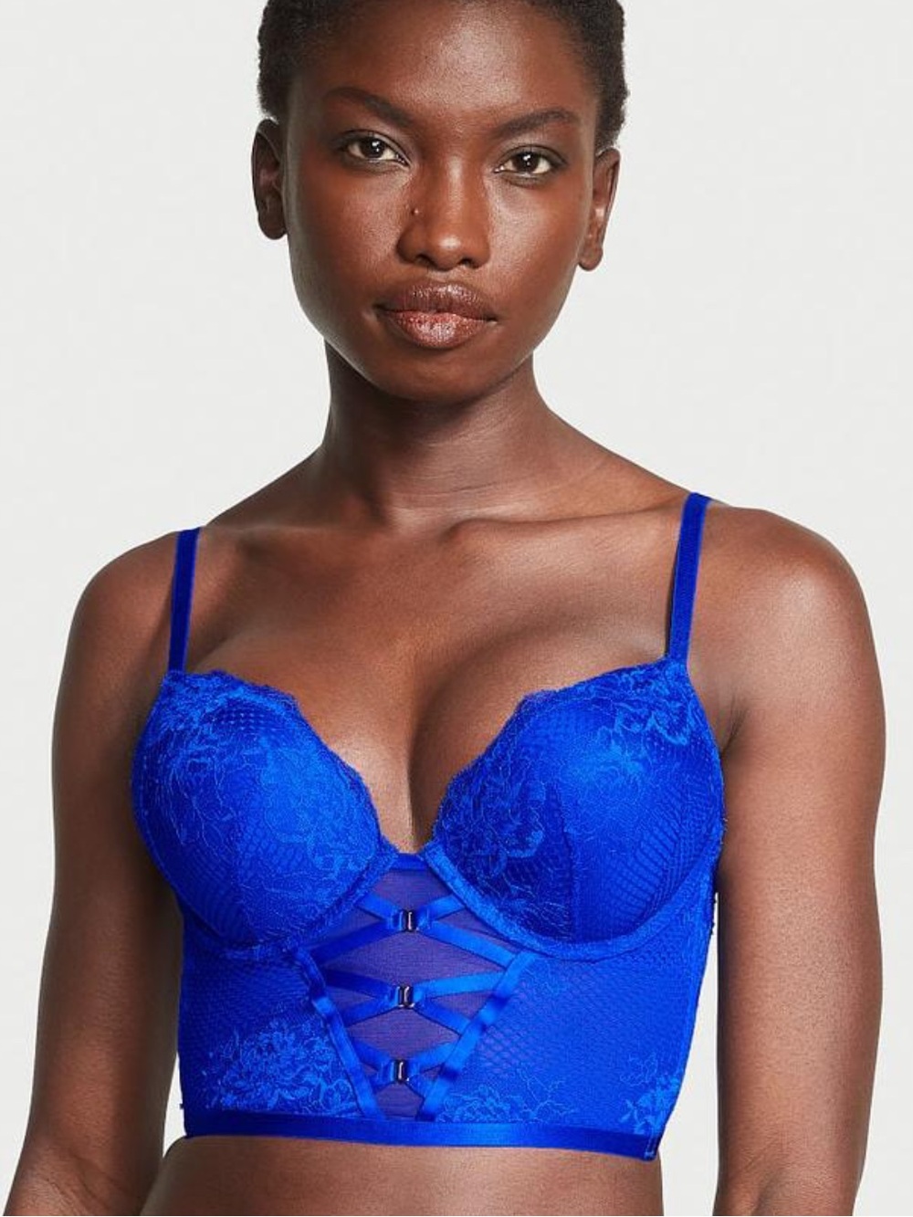 Victoriaβs Secret Bombshell Strappy Fishnet Lace Push-Up Corset Bra 32D